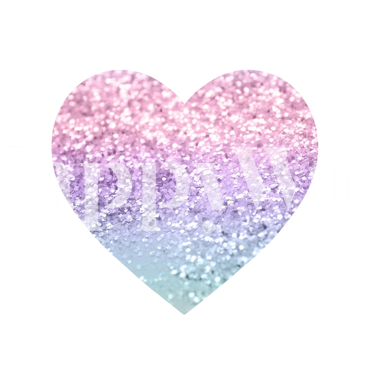 Von Einhörnern inspirierte Glitzerherz-Wandtapete in Rosa, Lila und Blau