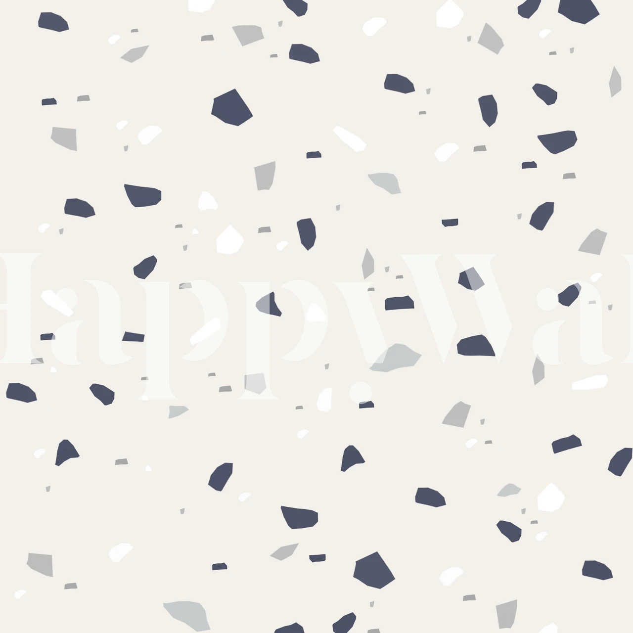 Geometric terrazzo pattern in midnight navy and cream wallpaper