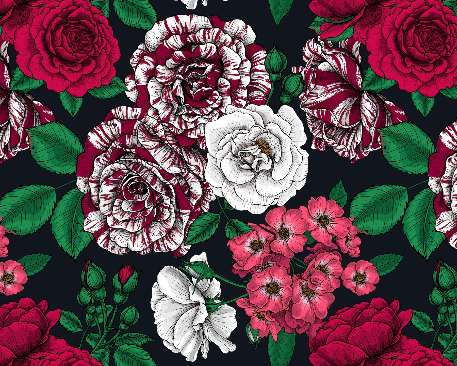 Roses Mix Wallpaper - Buy Beautiful Flower Wallpapers Online | Happywall