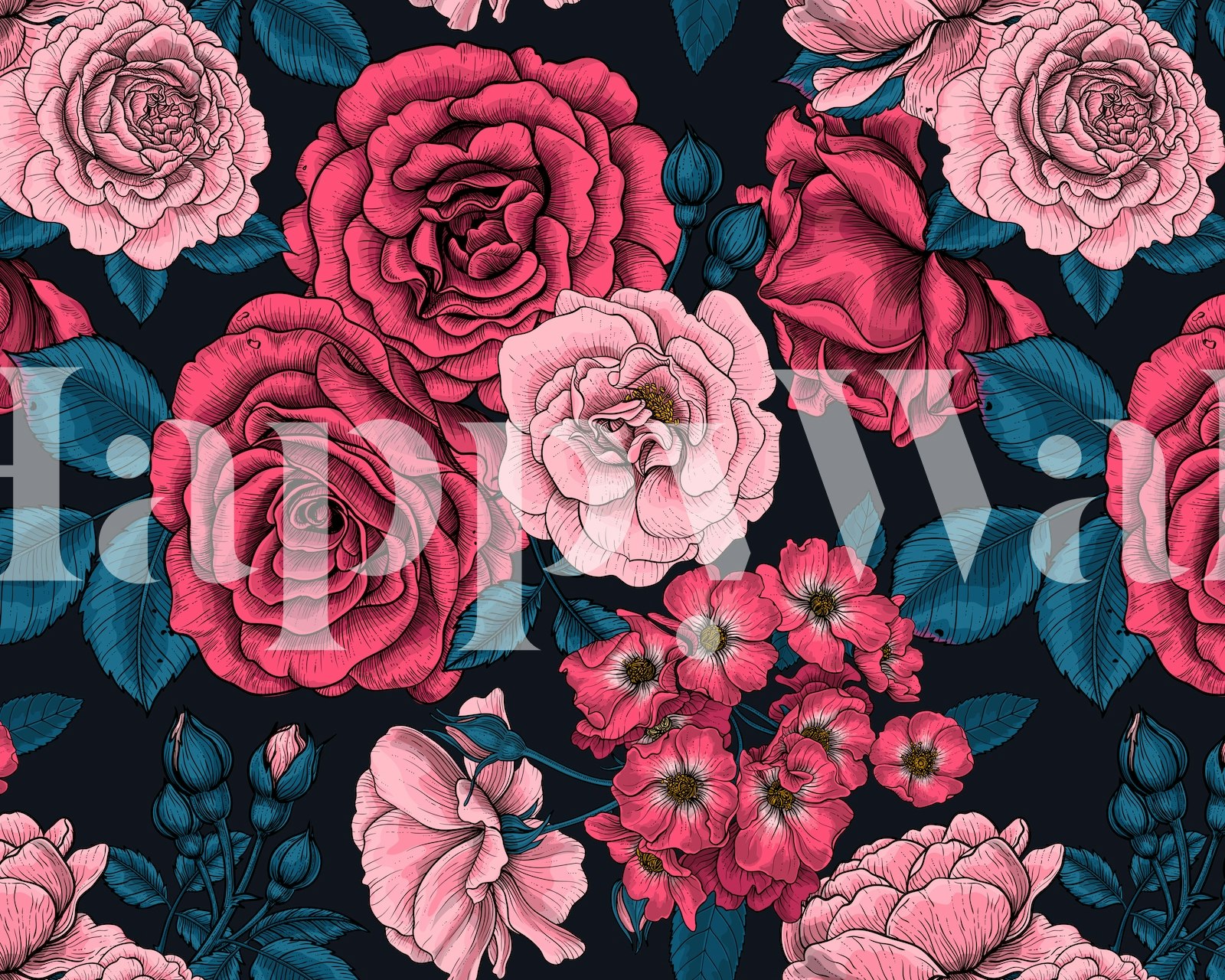 Roses mix 2 tapeta v místnosti