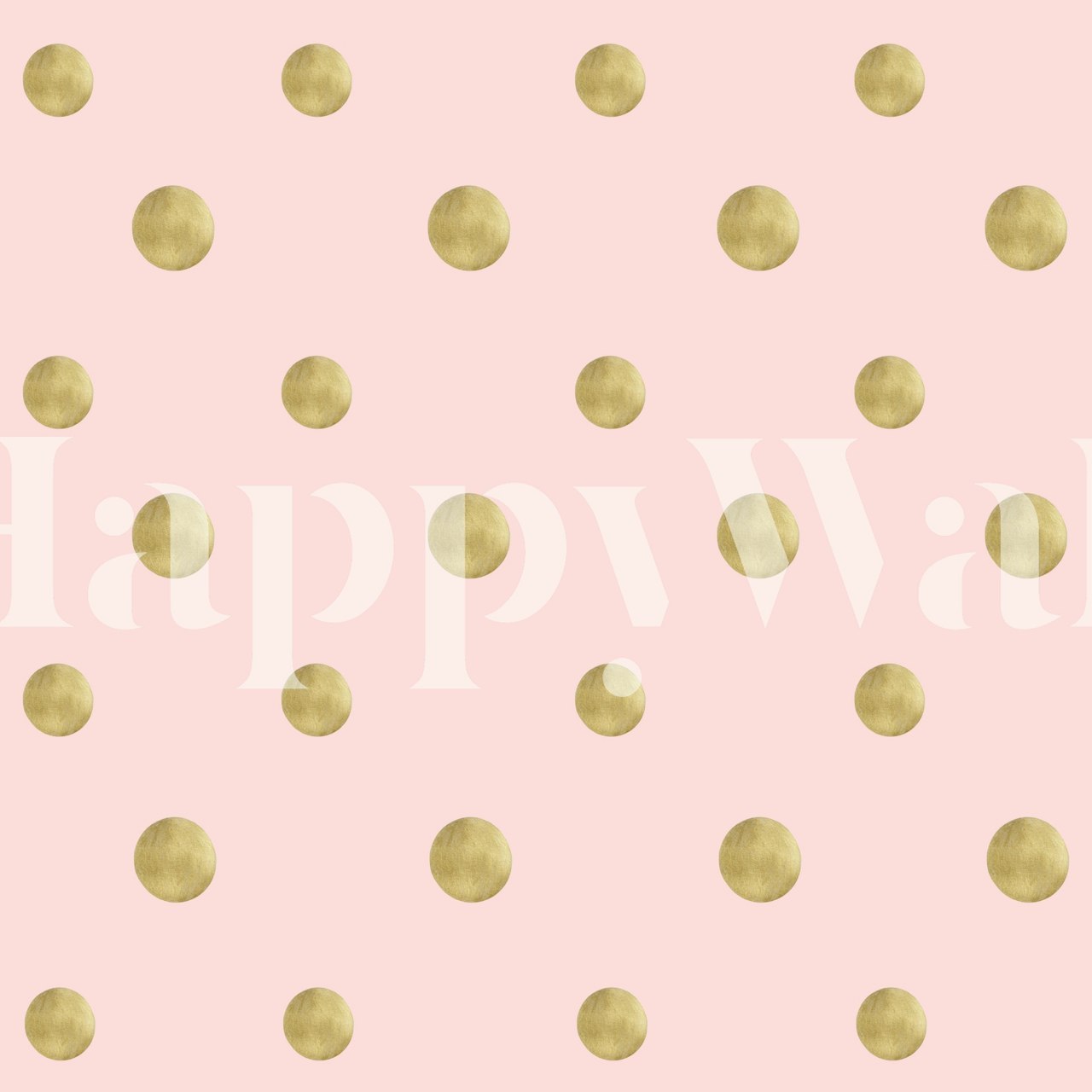 Gold polka dots on a pink background wallpaper