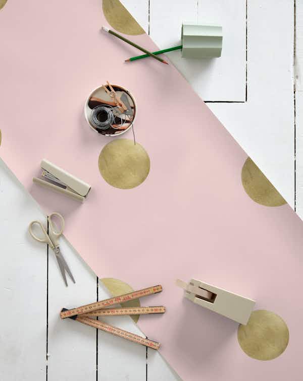 Happy Polka Dots Gold 1 wallpaper roll
