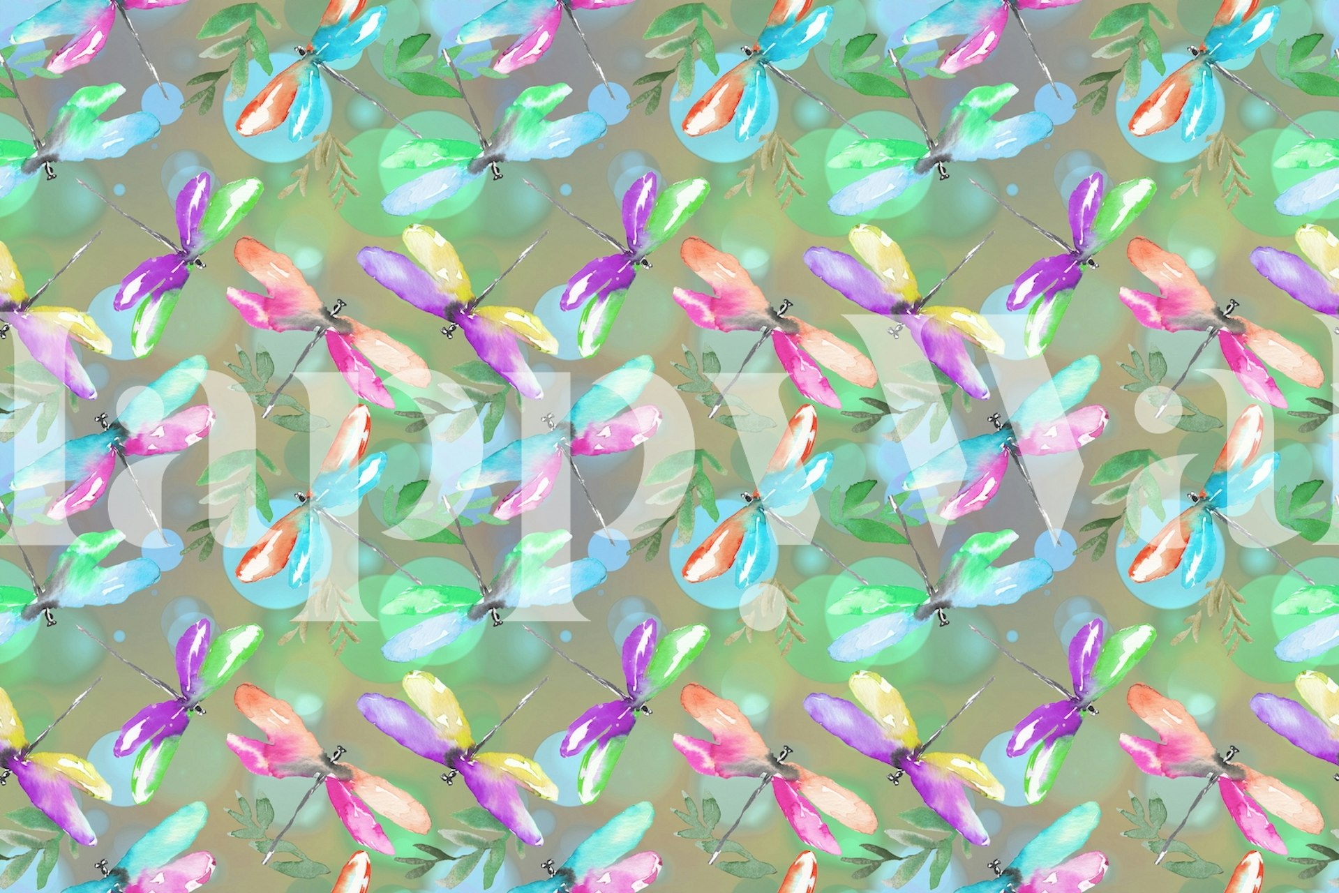 Watercolor Dragonflies 3 wallpaper in a room