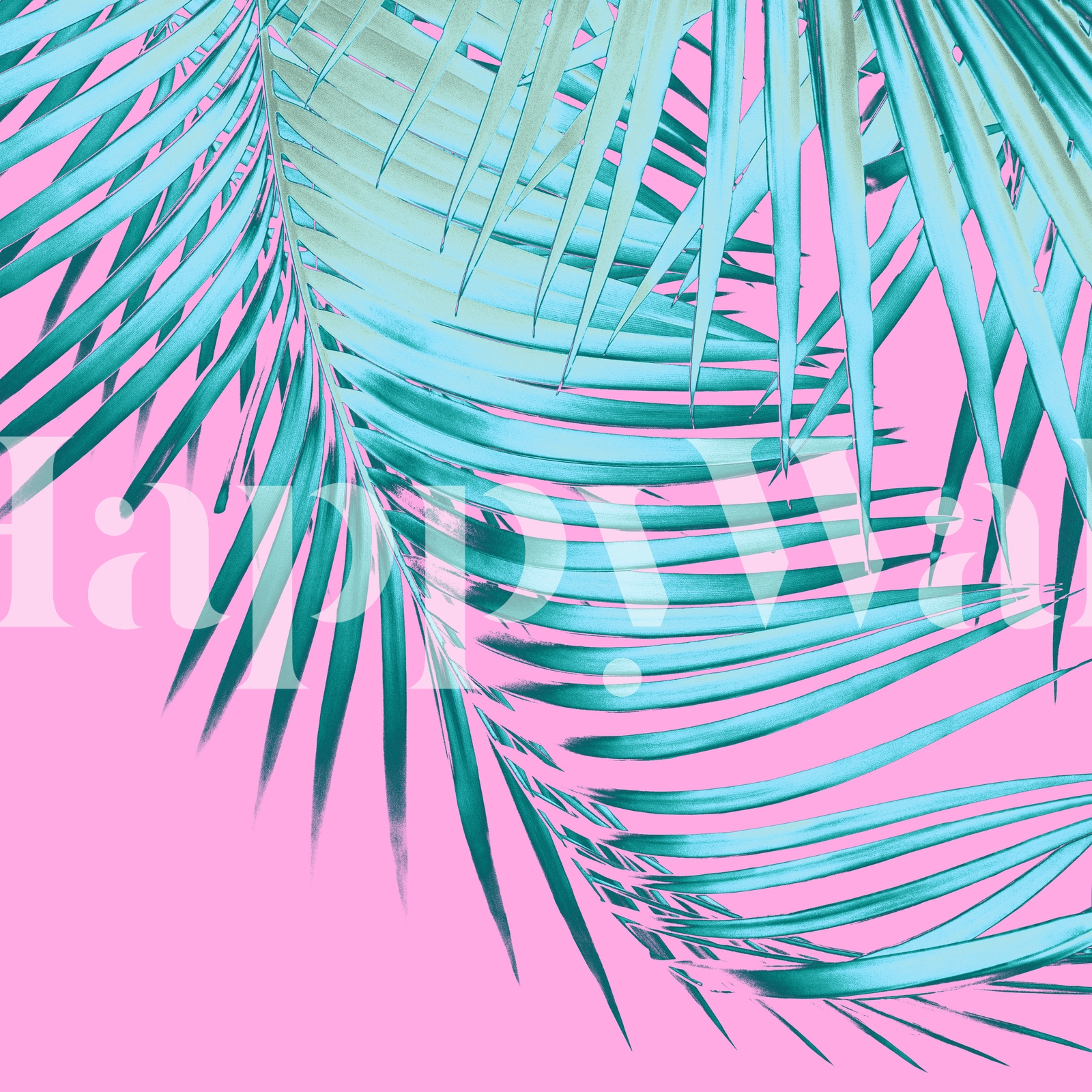 Pink and Blue Palm Leaves Wallpaper Happywall