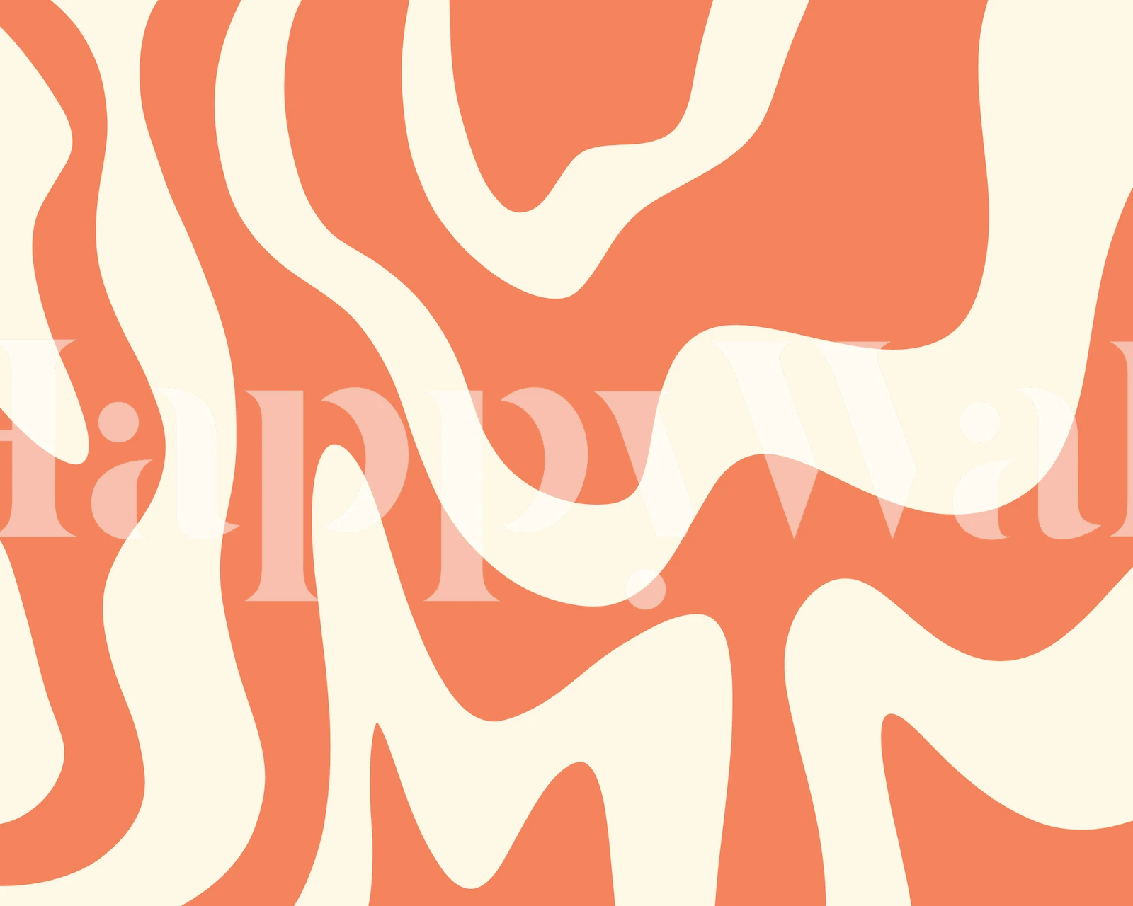 Abstrakt bølget koral og creme vægmaleri design