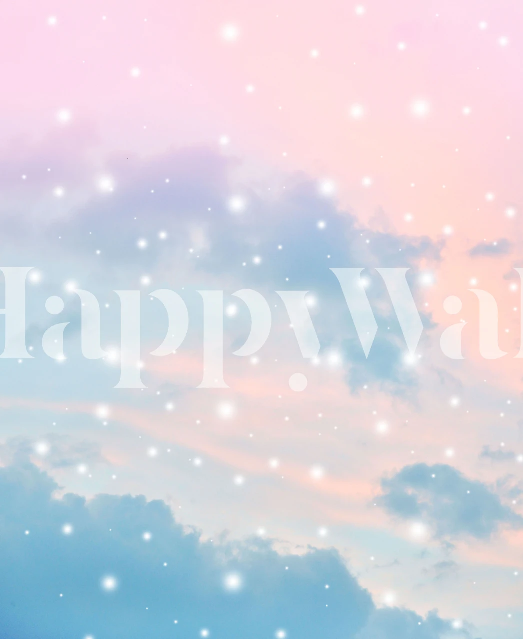 Pastel sky wallpaper with blue and pink clouds and white stars