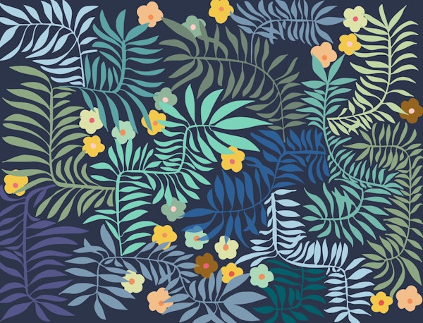 Little Palm Tree Leaves blue