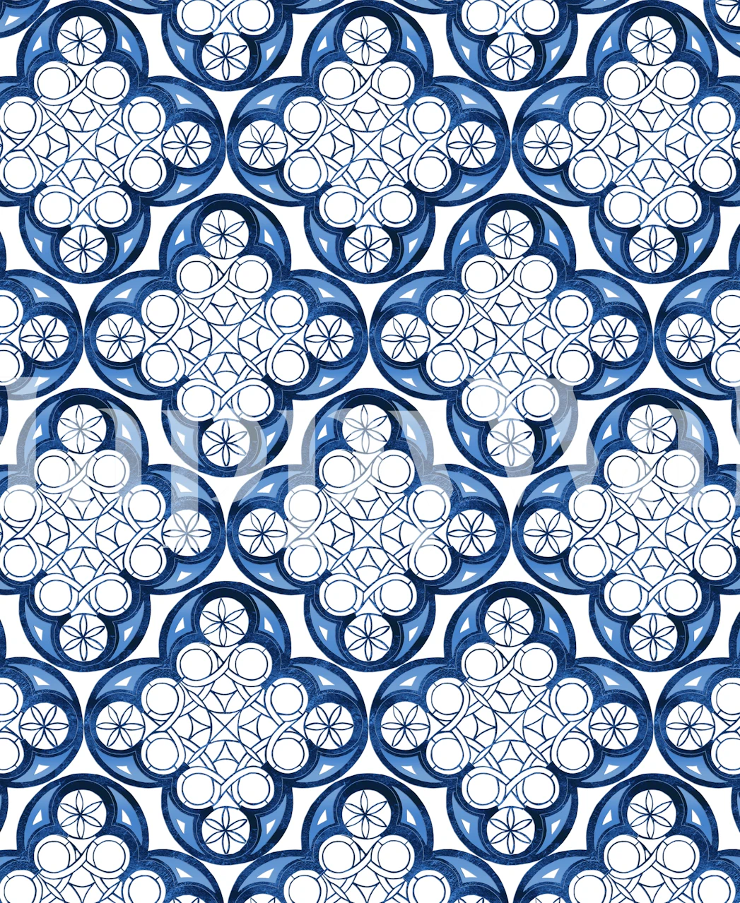 Indigoblaues marokkanisches Fliesenmuster Wandbild