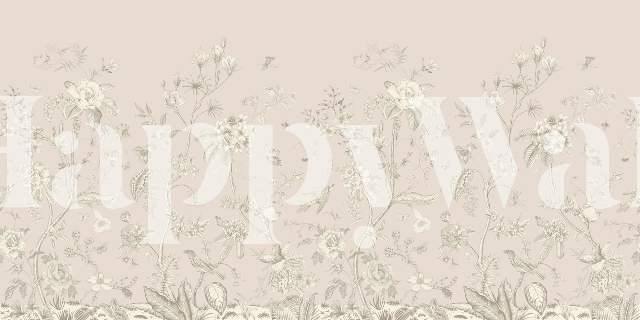 Delicate floral pattern in soft pink and beige tones wallpaper