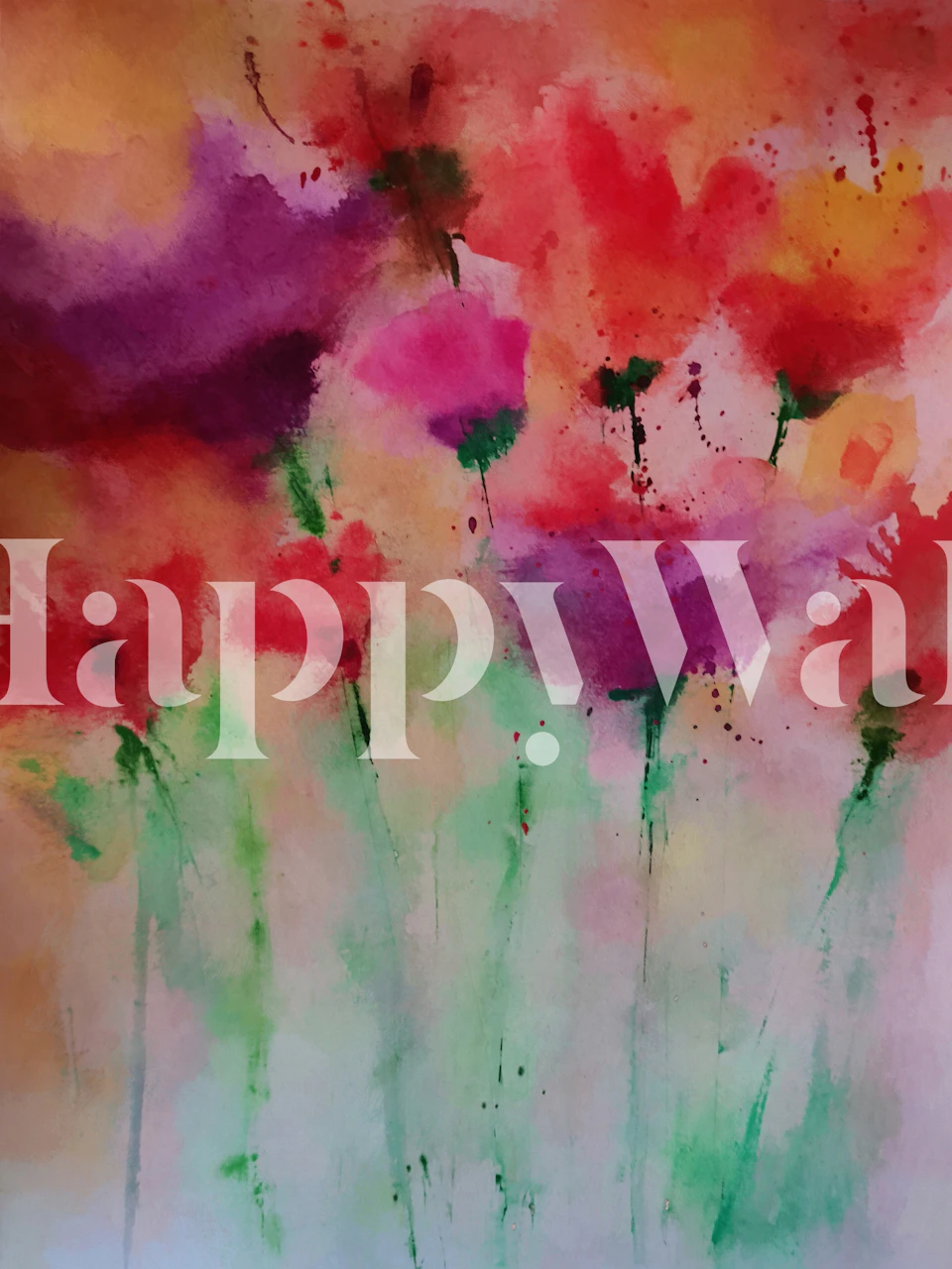 Colorful floral watercolor wallpaper with pink, purple, and green hues