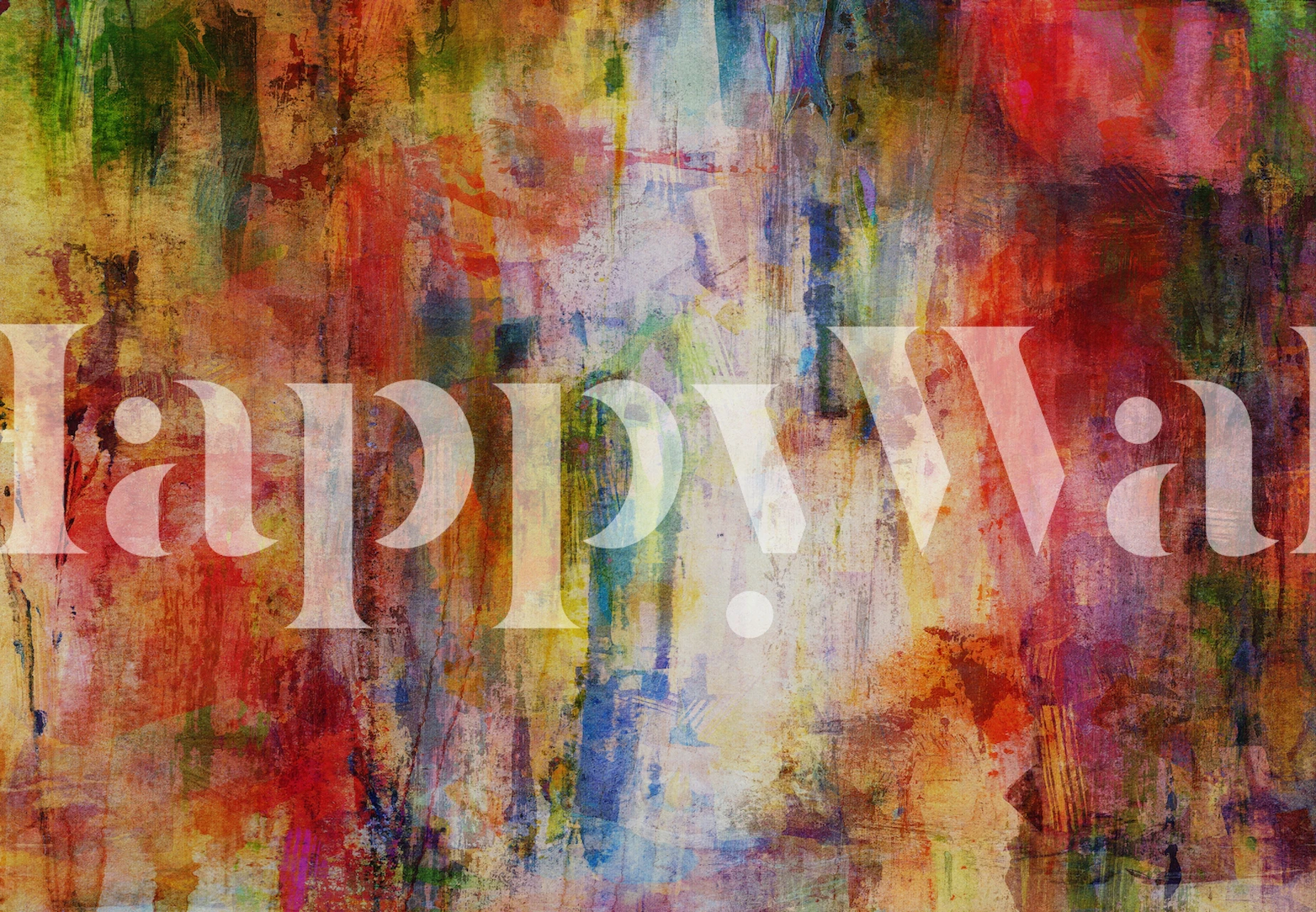 Colorful abstract brush strokes in reds, yellows, and blues wallpaper