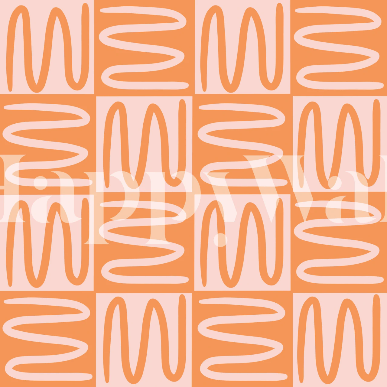 Ethnic Abstract Orange papel pintado en una habitación