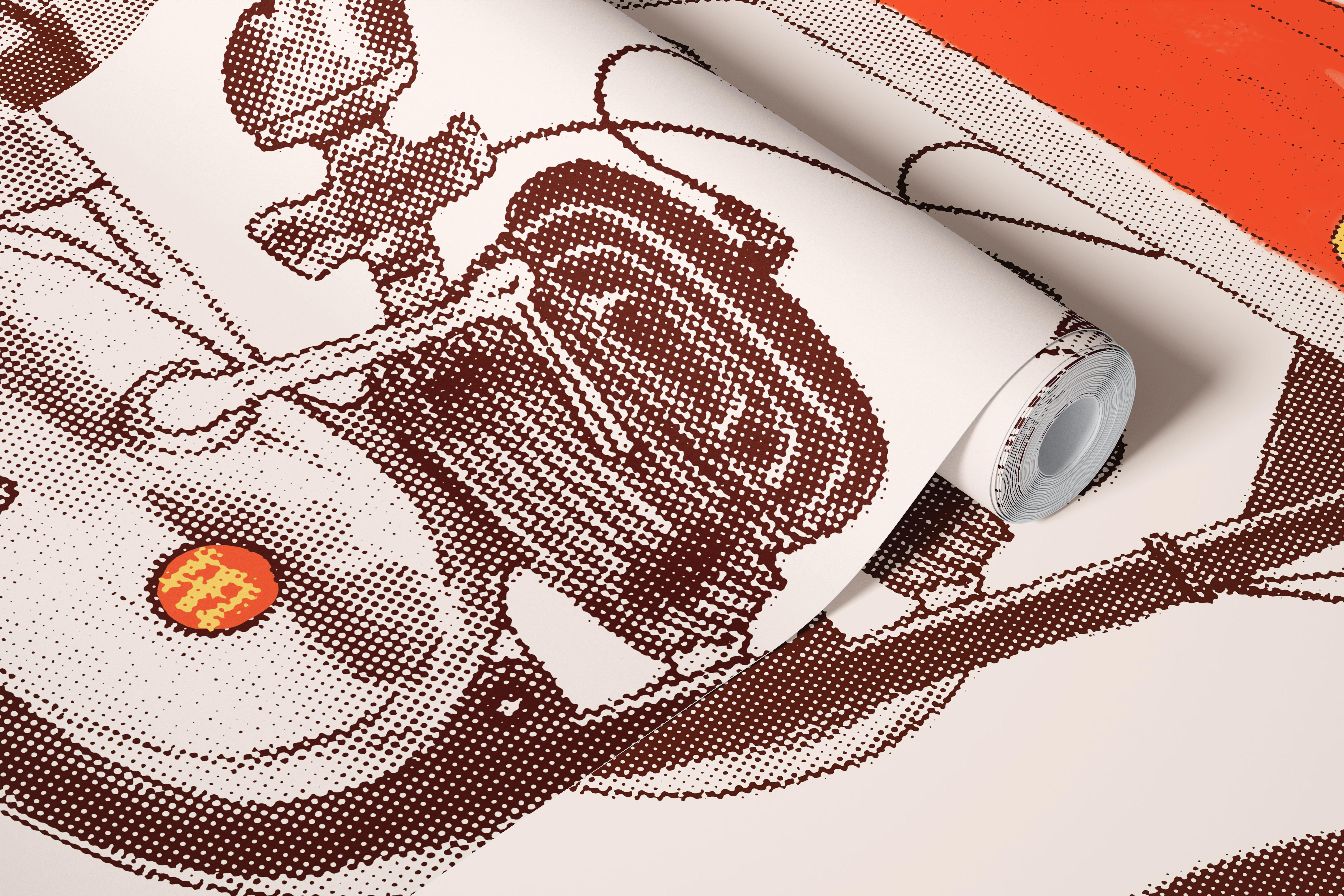 Vintage motorcykel tapet i en konstnärlig skiss stil