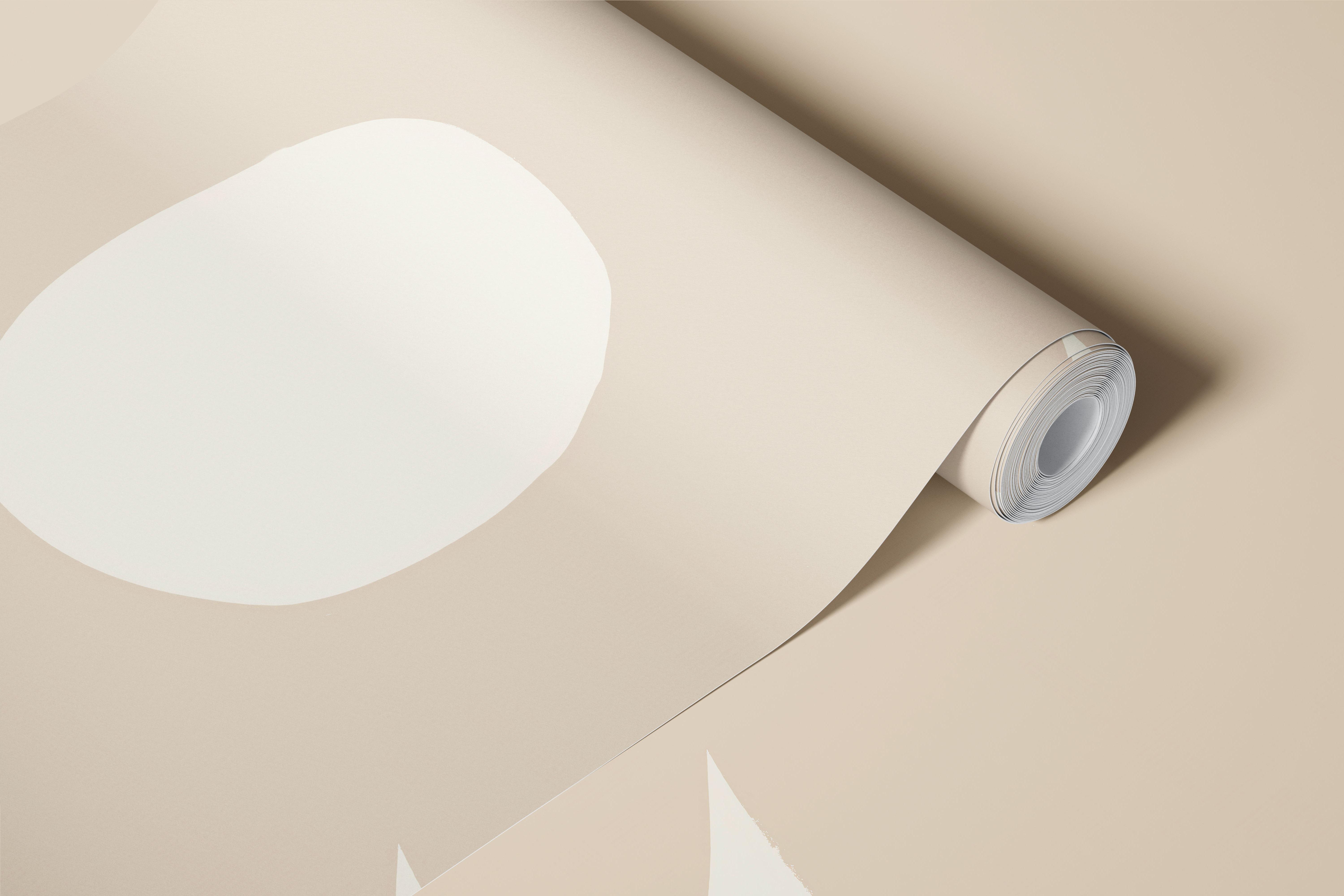 Retro inspired wall mural with large daisy flower patterns in a nude color scheme.