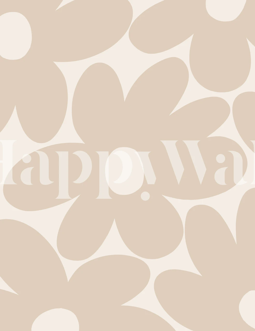 Retro inspired wall mural with large daisy flower patterns in a nude color scheme.