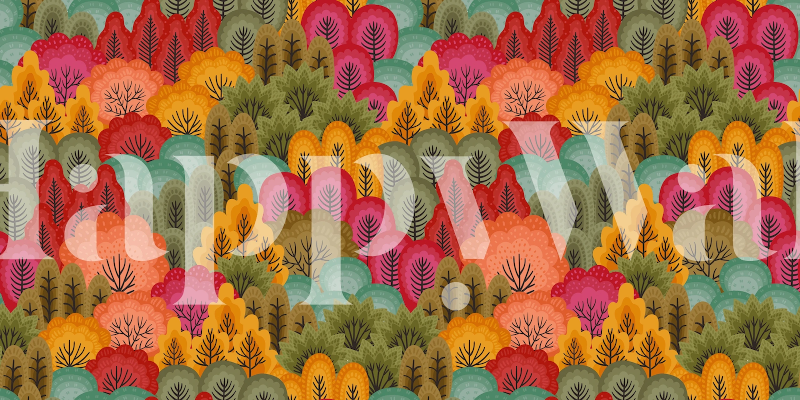 Tapeta Colorful autumn forest v místnosti