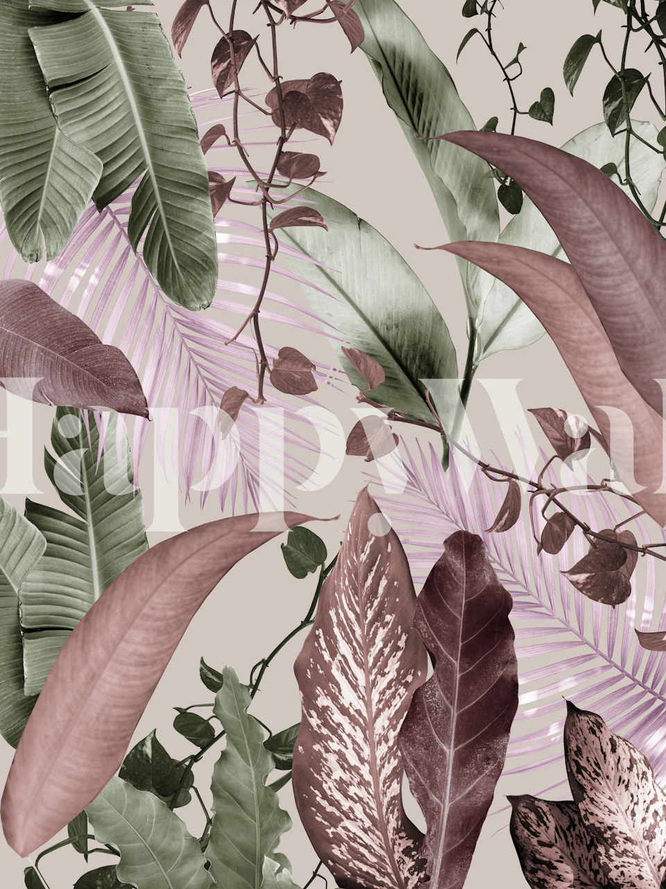 Tropical leaves wallpaper in a room
