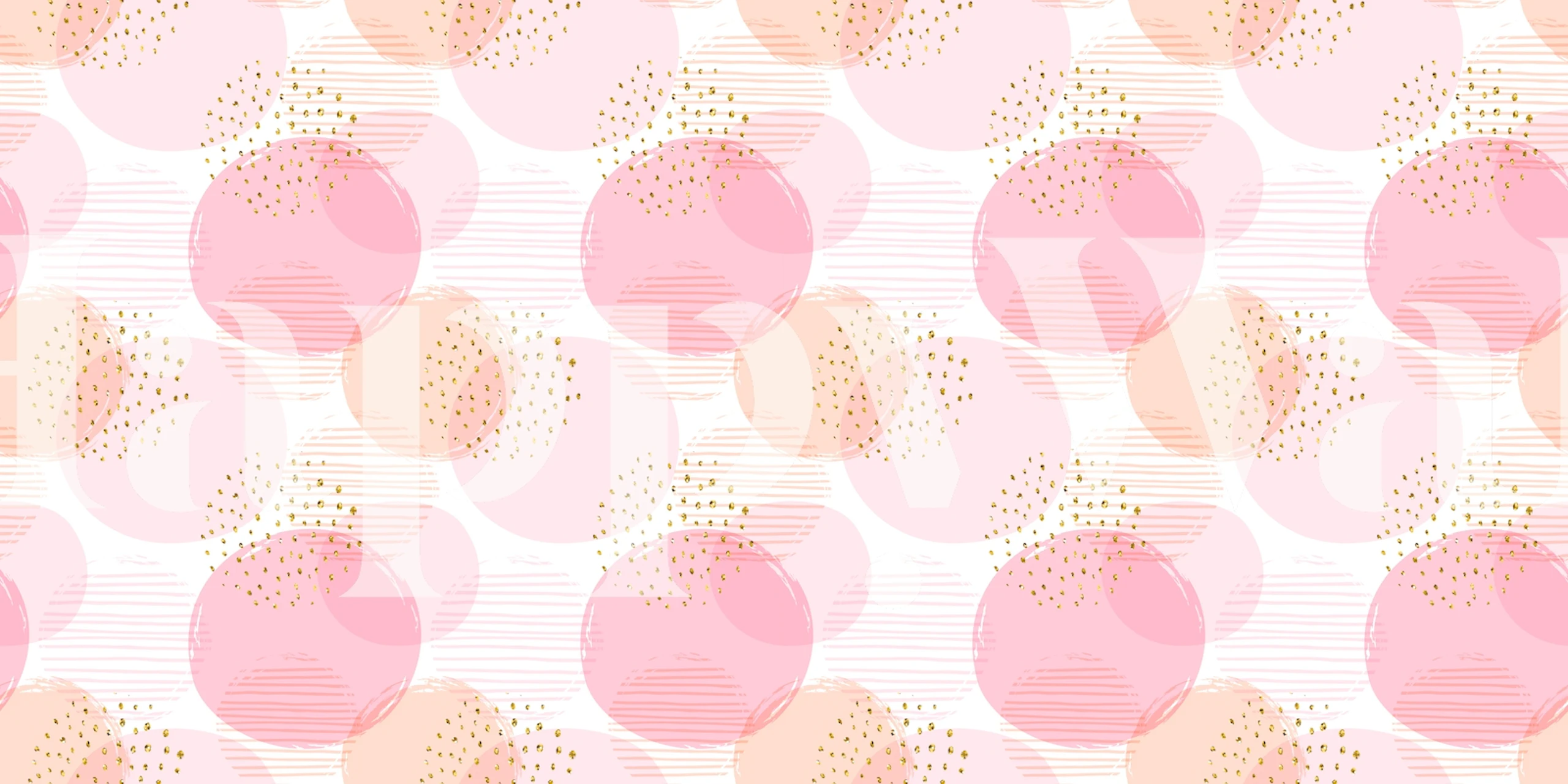 Soft pink circles with gold accents on light background wallpaper