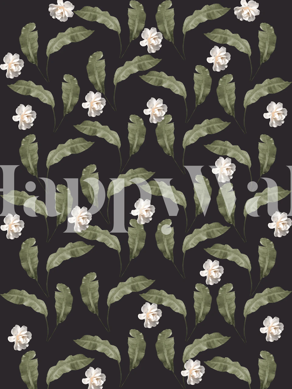 Leaves och flowers tapet i ett rum