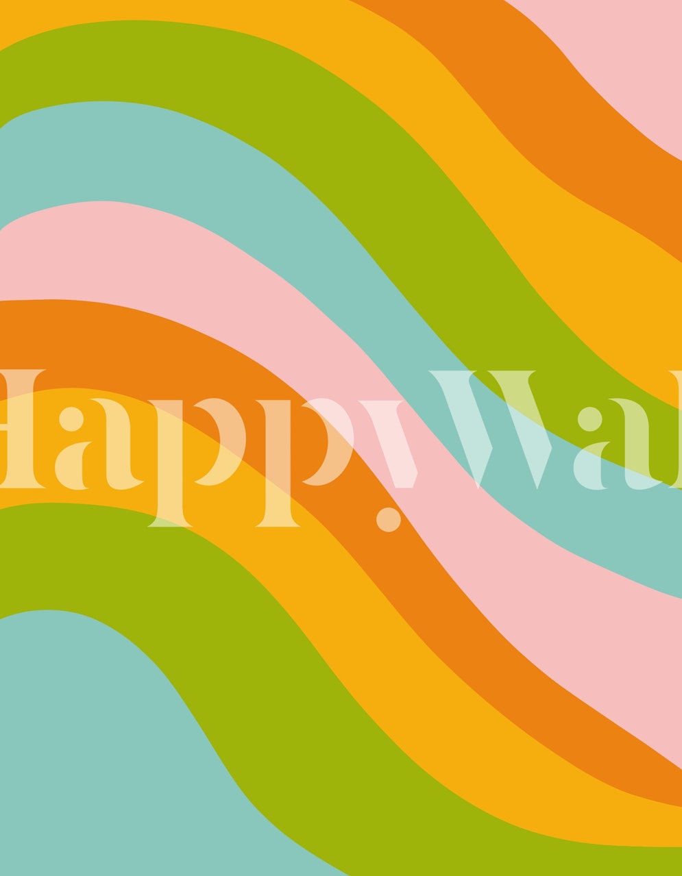 Colorful wave pattern in pastel orange, pink, green, and blue wallpaper