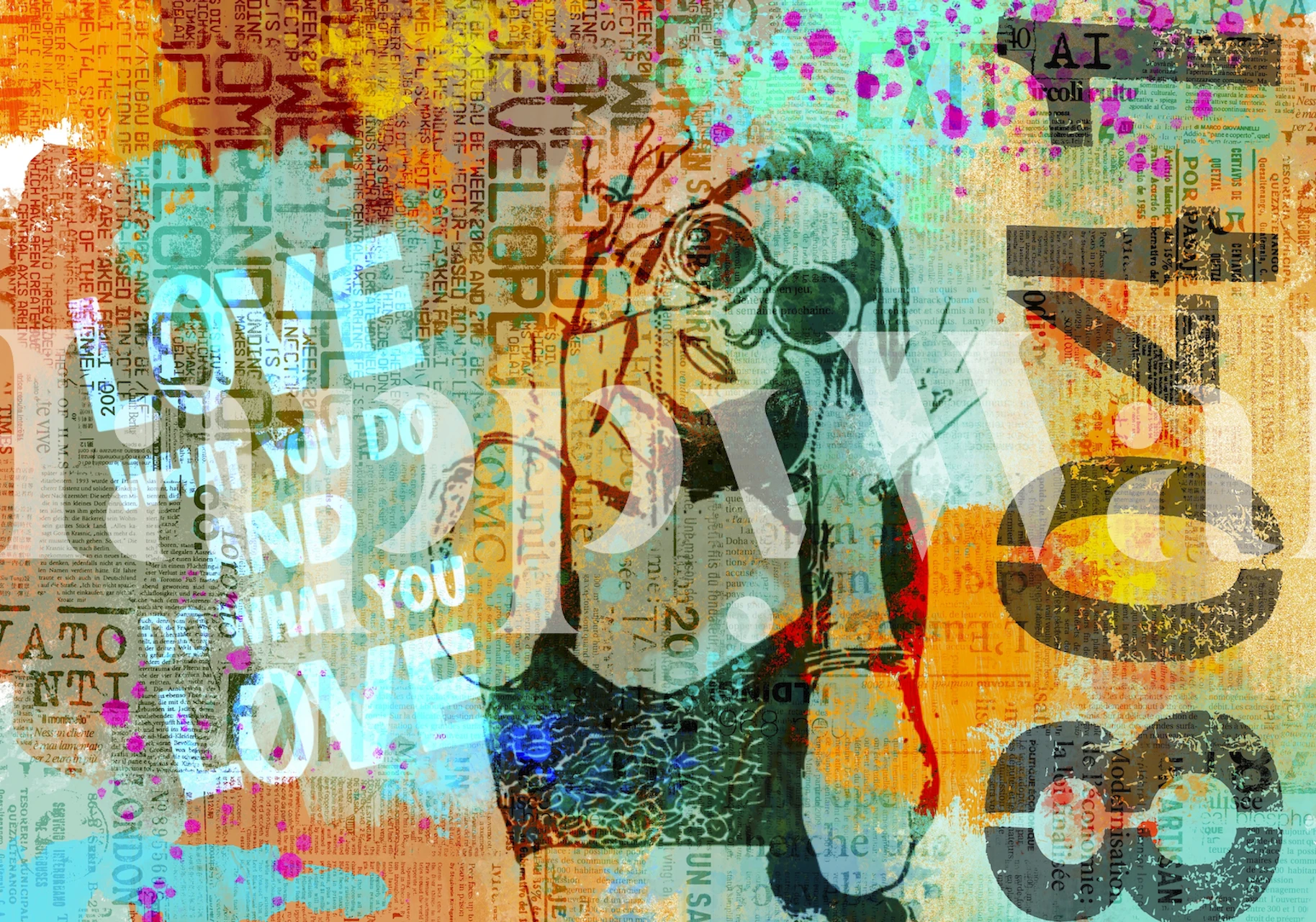 Kolorowa tapeta Street Art Girl w pokoju