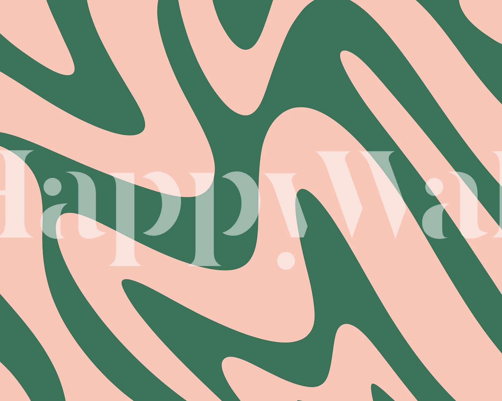 Abstract wave patterns in green and pink wallpaper
