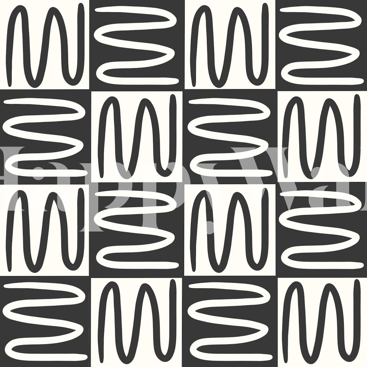 Black and white abstract patterns with wavy lines wallpaper