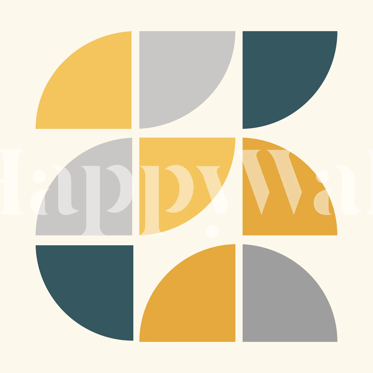 Mid Century Circles Yellow wallpaper in a room