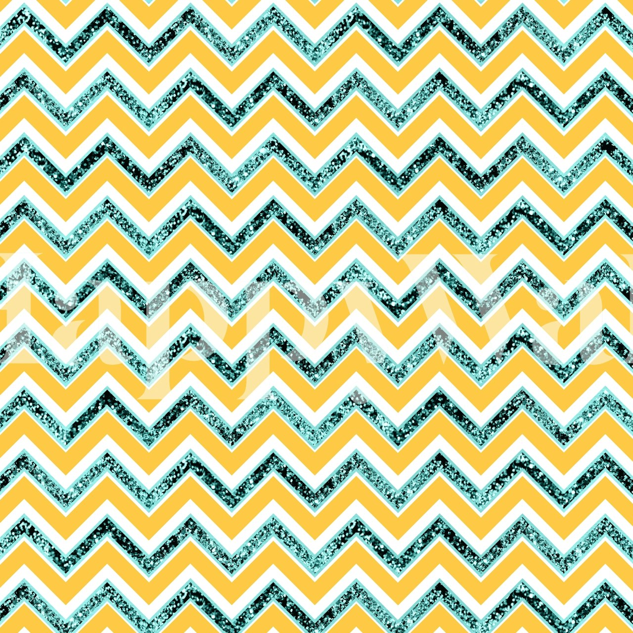 Chevron Glitter Glam 6 wall mural with gold and teal zigzag pattern and glitter effect