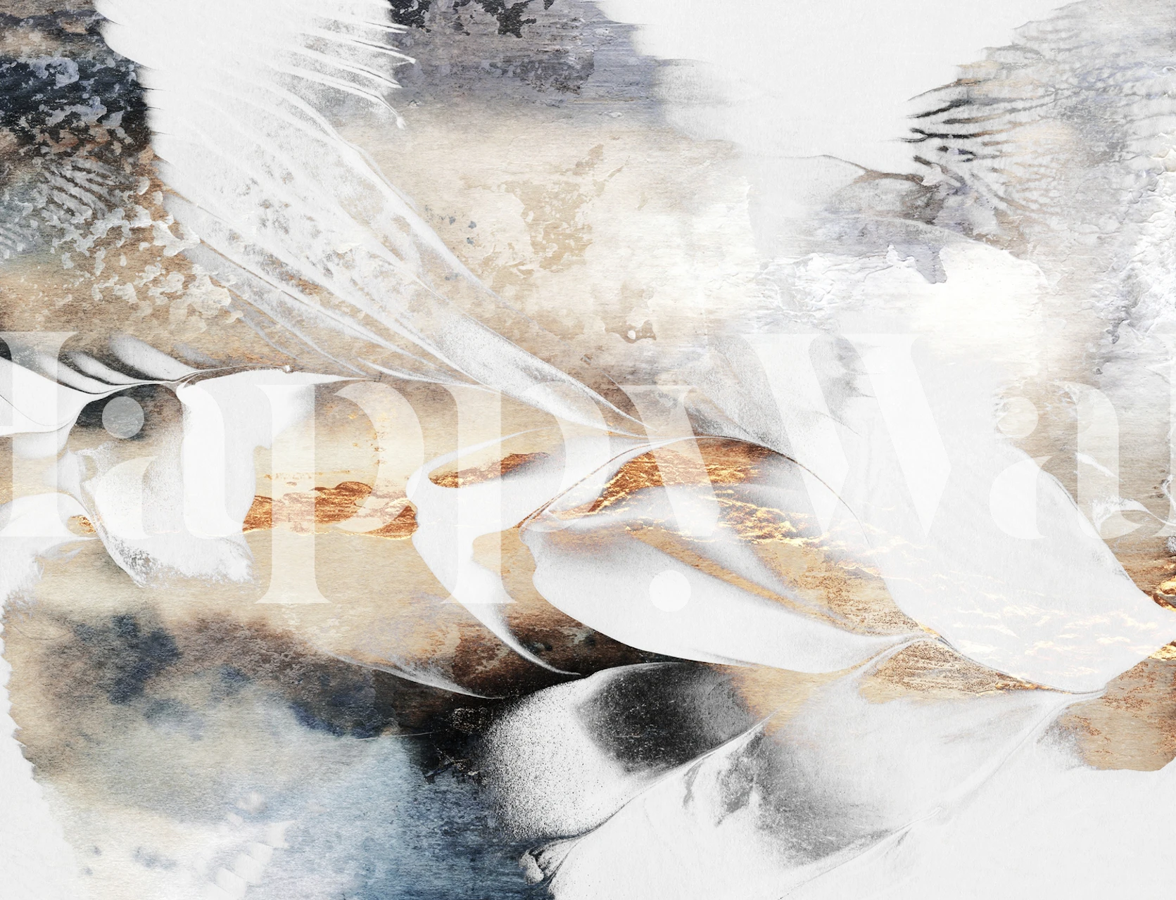 Abstract gold and white watercolor wallpaper design