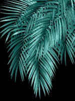Palm Leaves Teal Night Vibes 1 behang