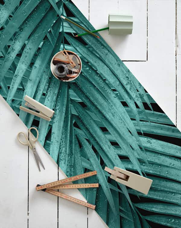 Palm Leaves Teal Night Vibes 1 wallpaper roll