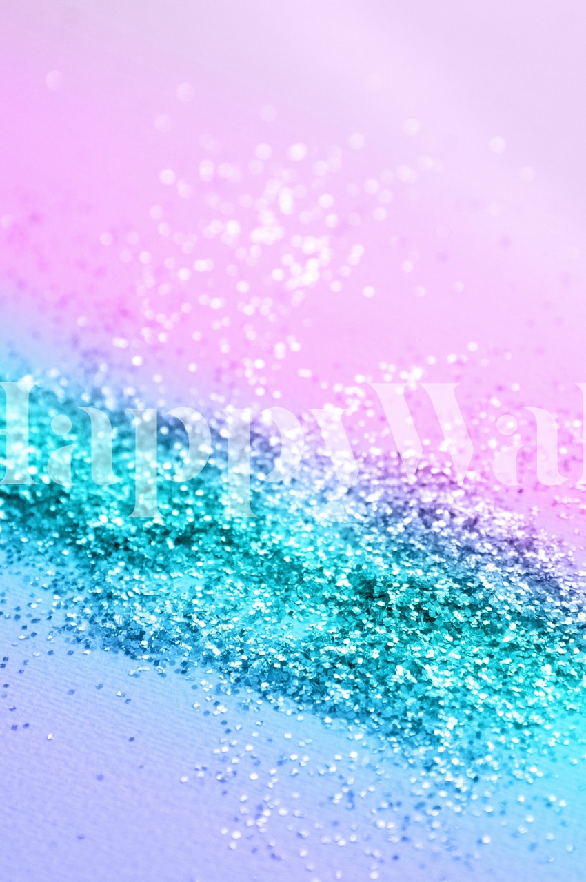 Pink and turquoise glitter gradient wall mural design