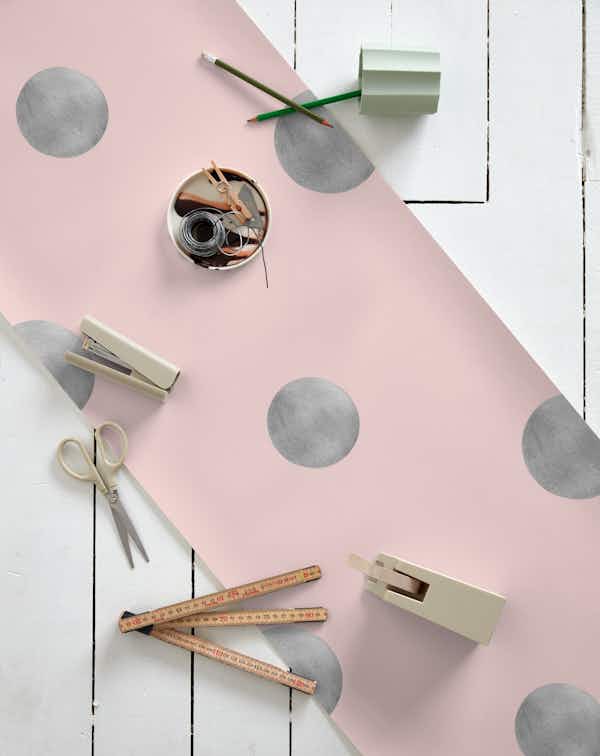 Happy Polka Dots Silver 1 wallpaper roll