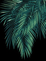 Palm Leaves Green Night 1 tapete