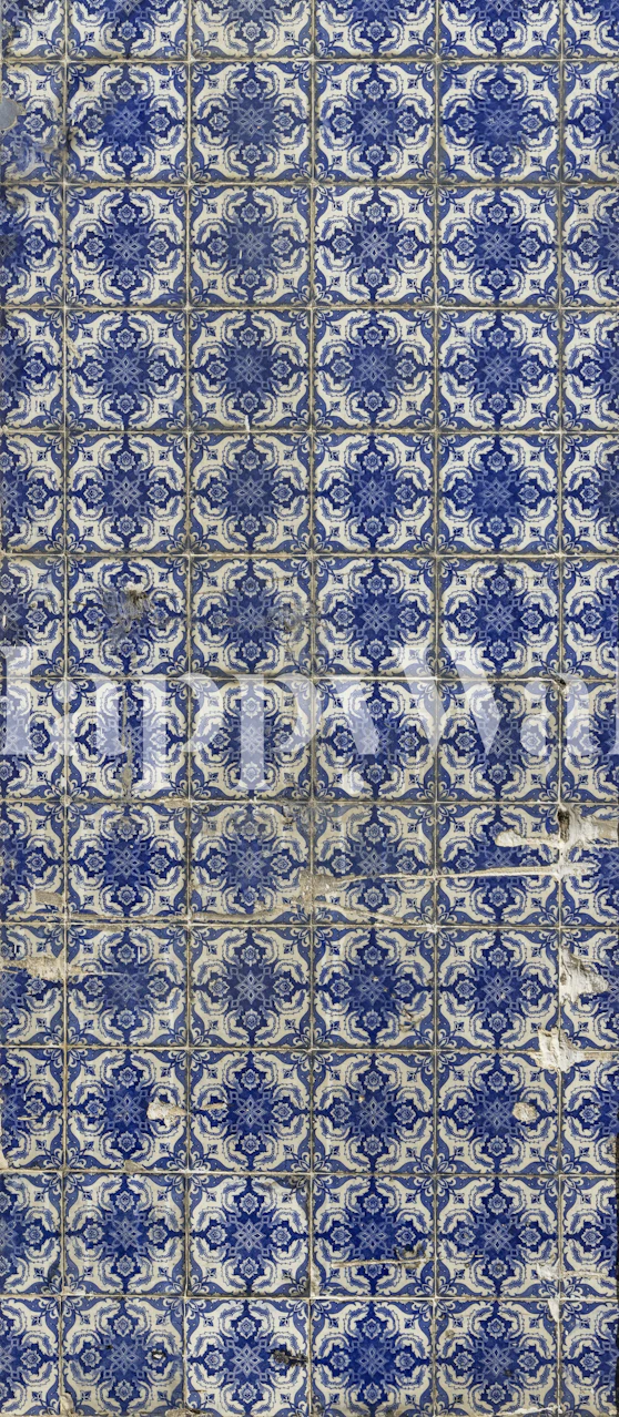 Lisbon Ceramic Tiles Azulejos wall mural depicting traditional Portuguese patterns in blue and white