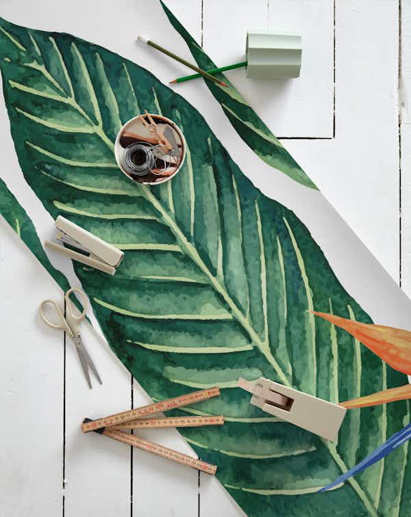 Banana Leaves And Flowers wallpaper roll