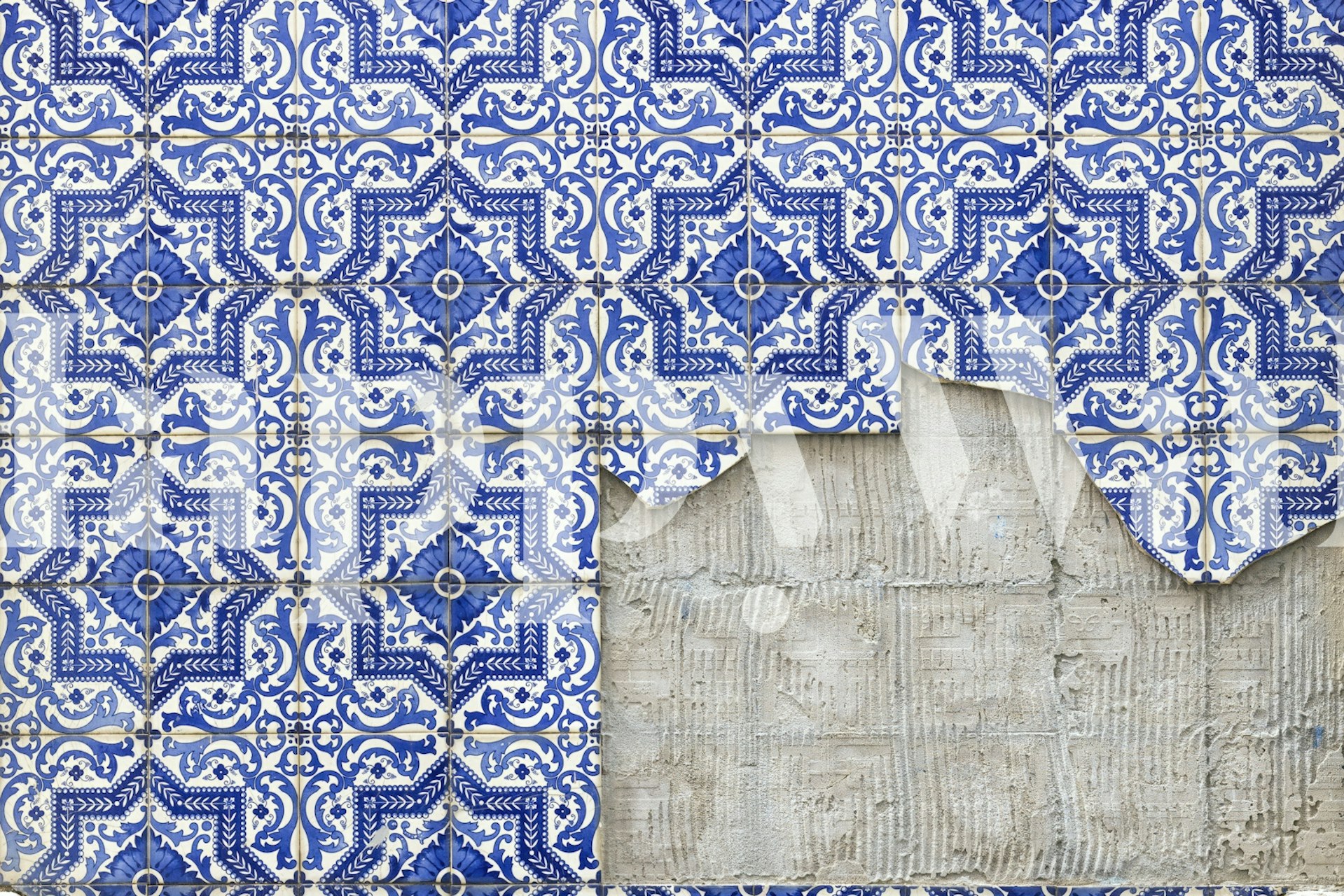 Blue floral tile patterns with intricate designs wallpaper