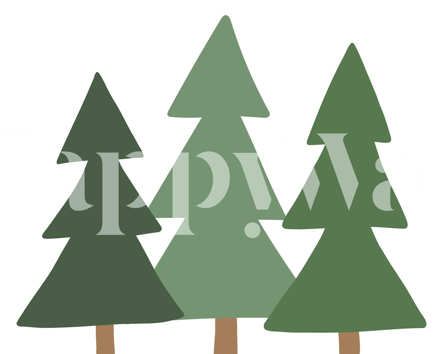 Three Trees Green Wallpaper | Happywall