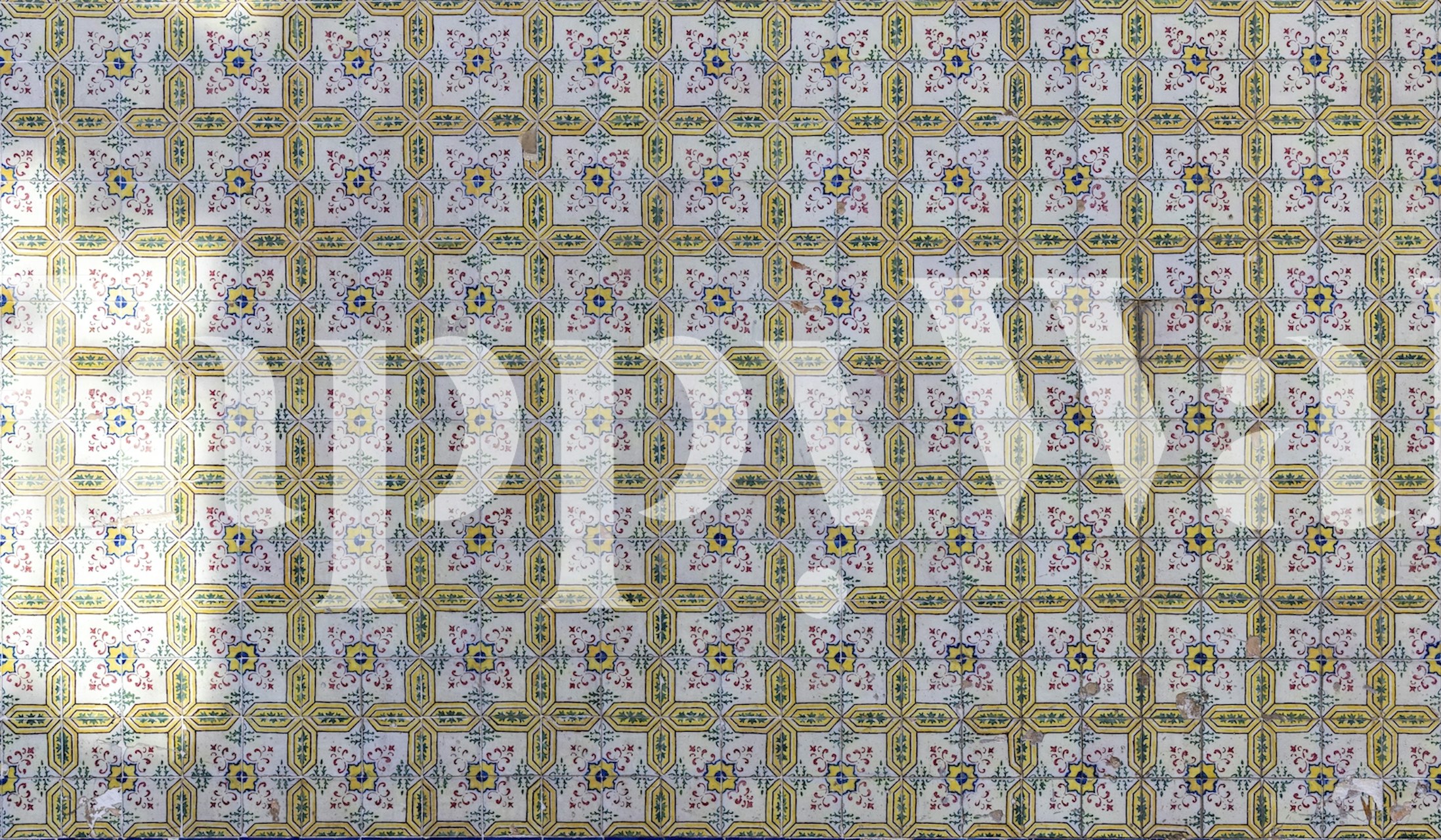 Yellow azulejos tiles wallpaper design