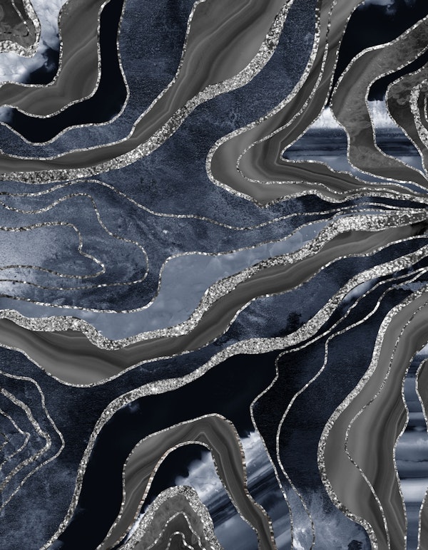 Blue Black Agate Silver 1