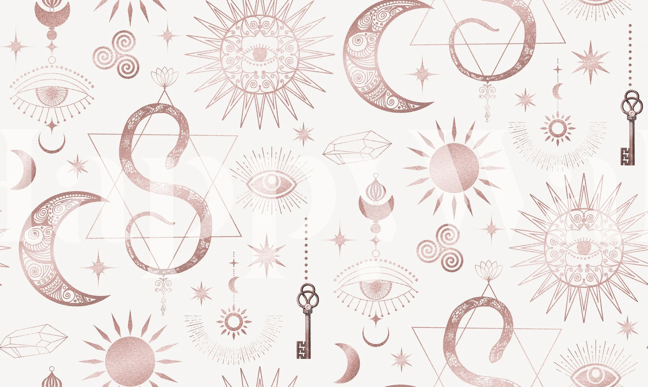 Carta da parati esoterica della magia celeste con lune, soli e stelle
