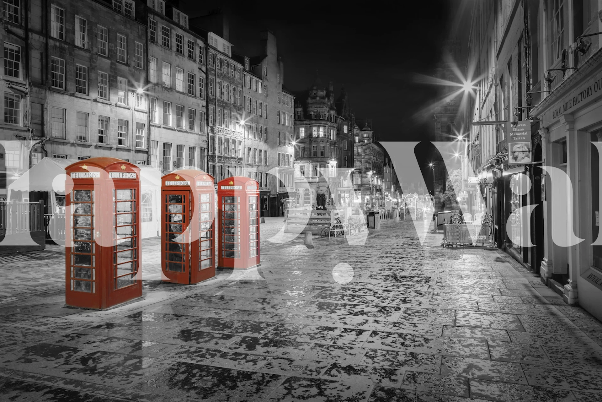 Tapet med telefonkiosker i Edinburgh