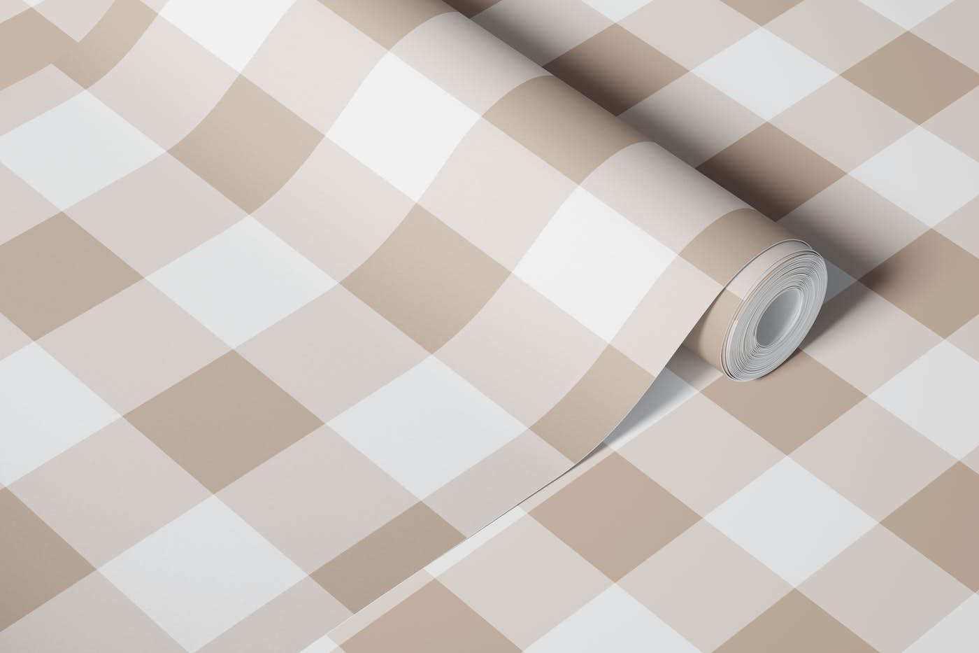 Beige Gingham wallpaper roll