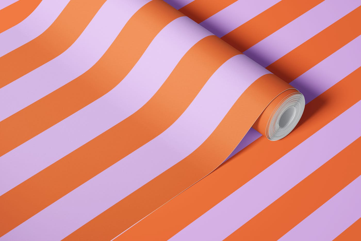 Purple and Orange Stripes wallpaper roll