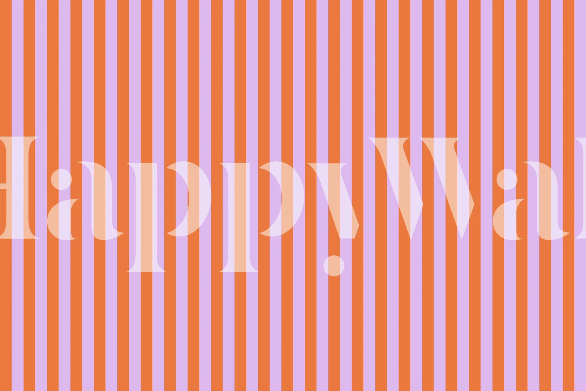 Purple and orange striped wallpaper in a room