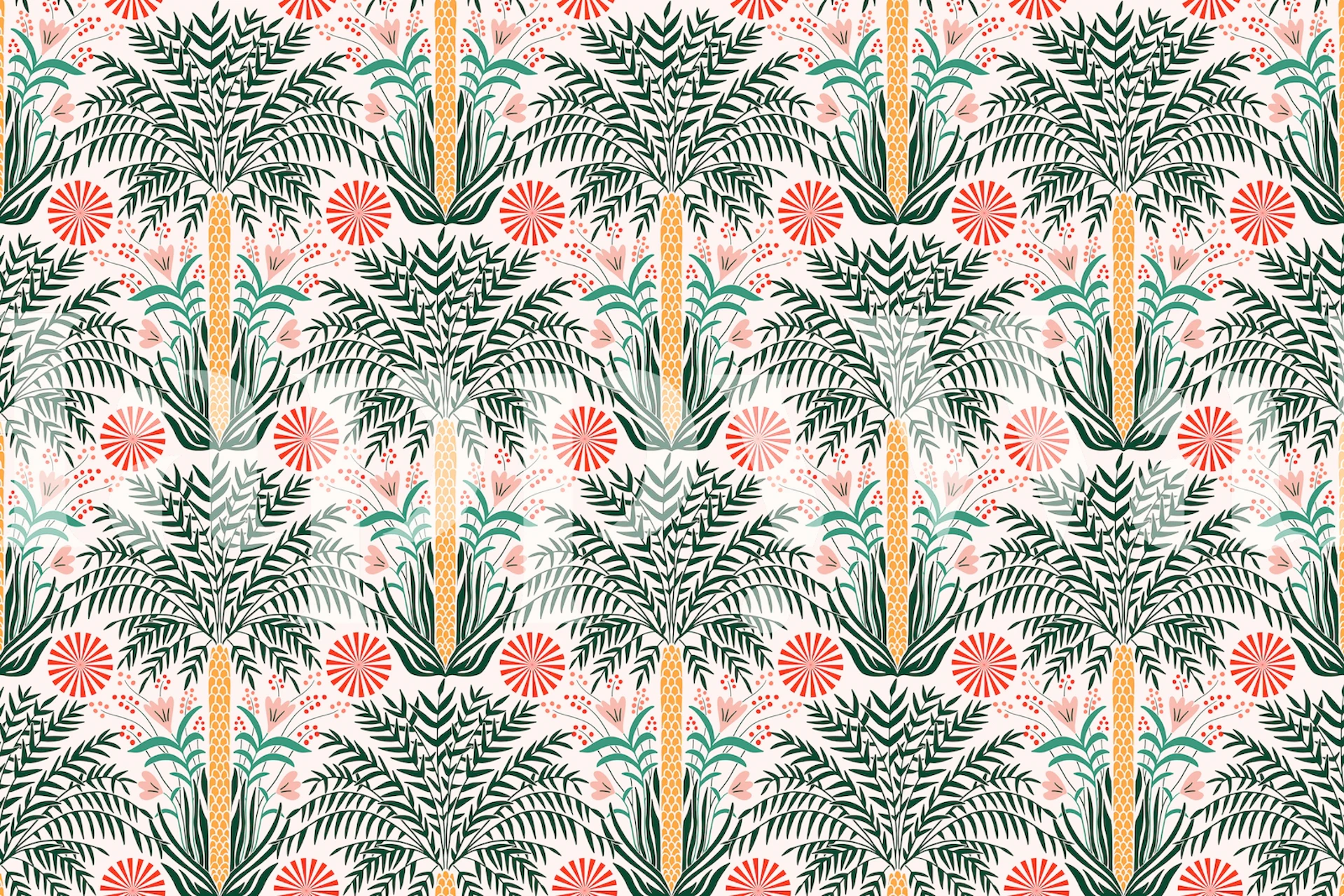 Tropical Palm Trees papel tapiz en una habitación