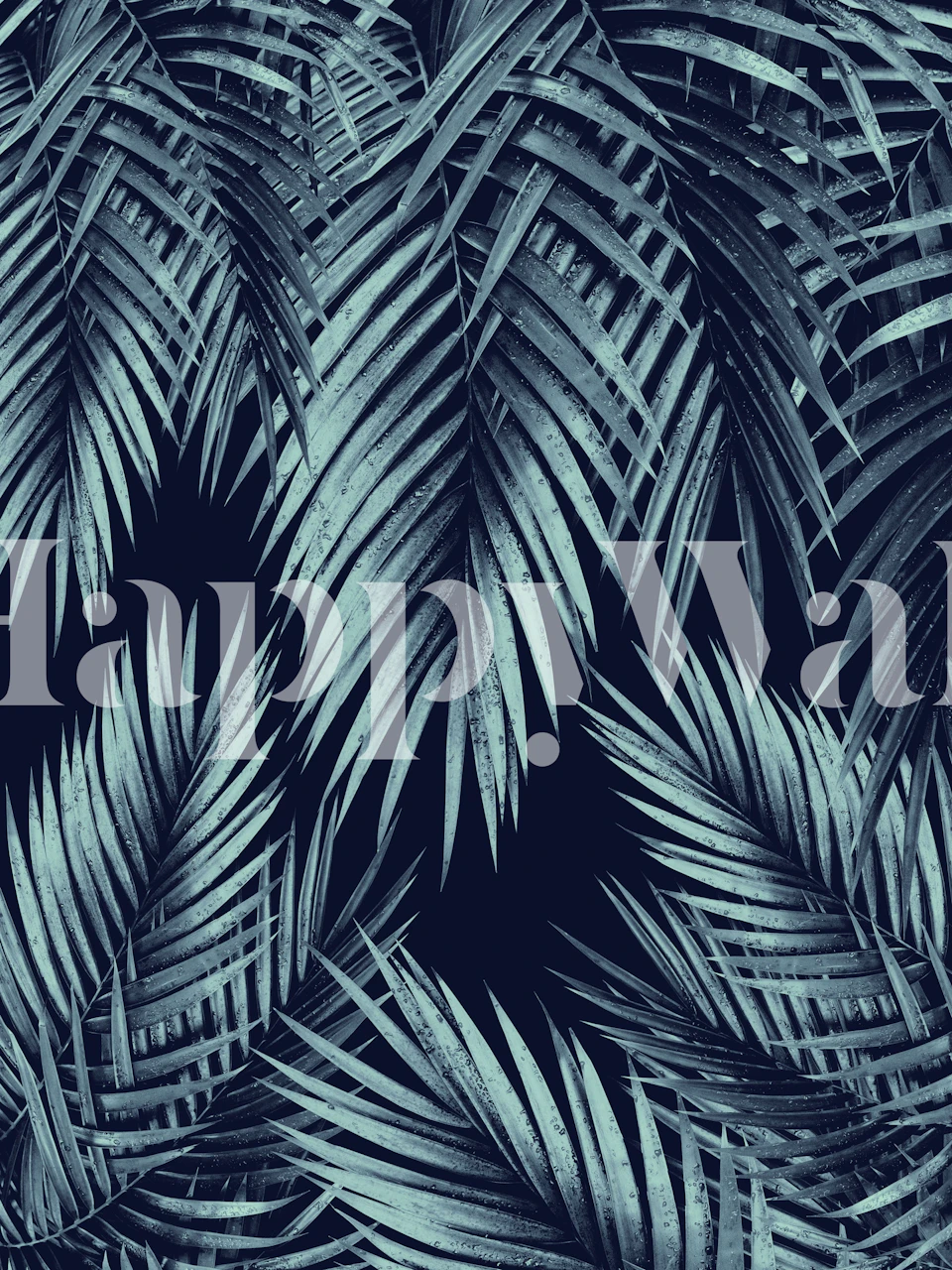 Palm Leaf Jungle Night Vibes wall mural with dark background