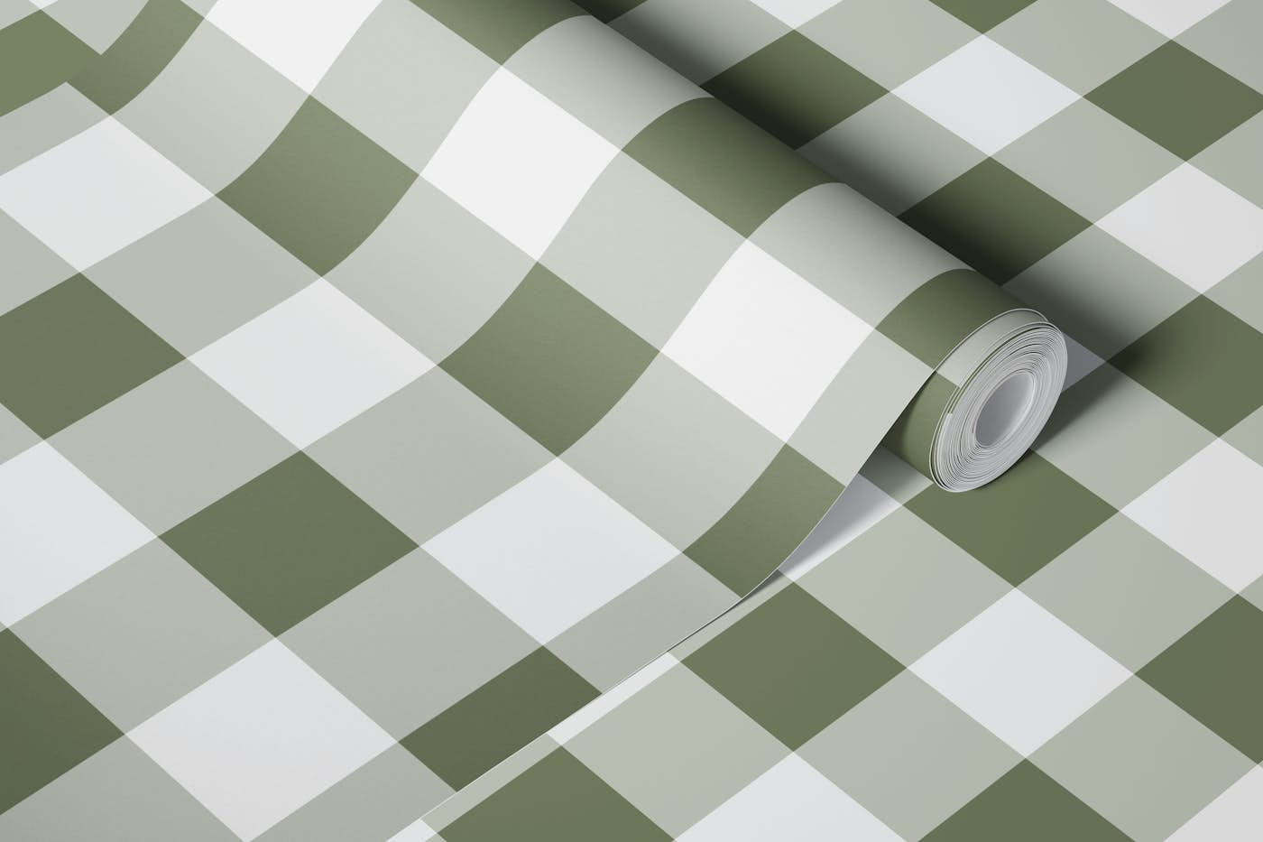 Green Gingham wallpaper roll