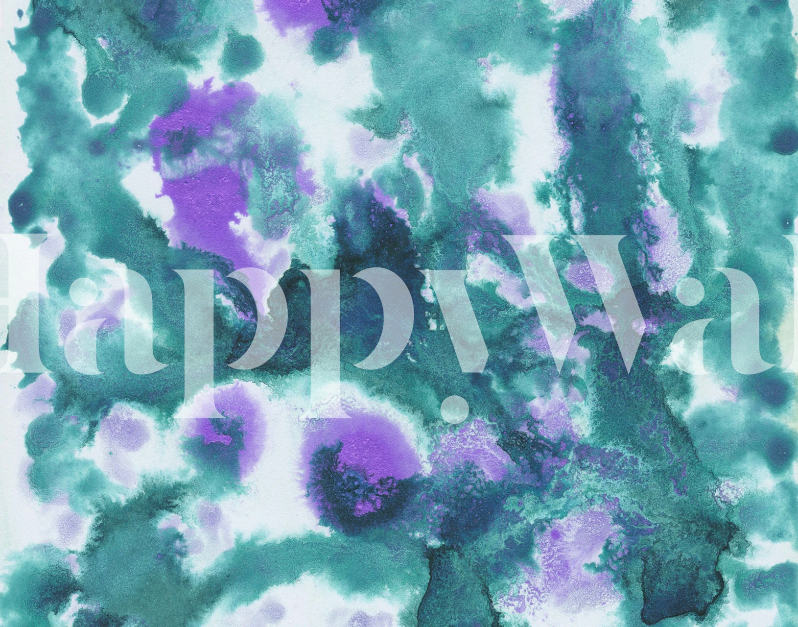 Meerjungfrau-Ozean-Abstrakte Fototapete mit türkisfarbenen und violetten Aquarellmustern